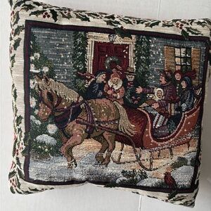 Festive Sleigh Ride Tapestry Pillow
